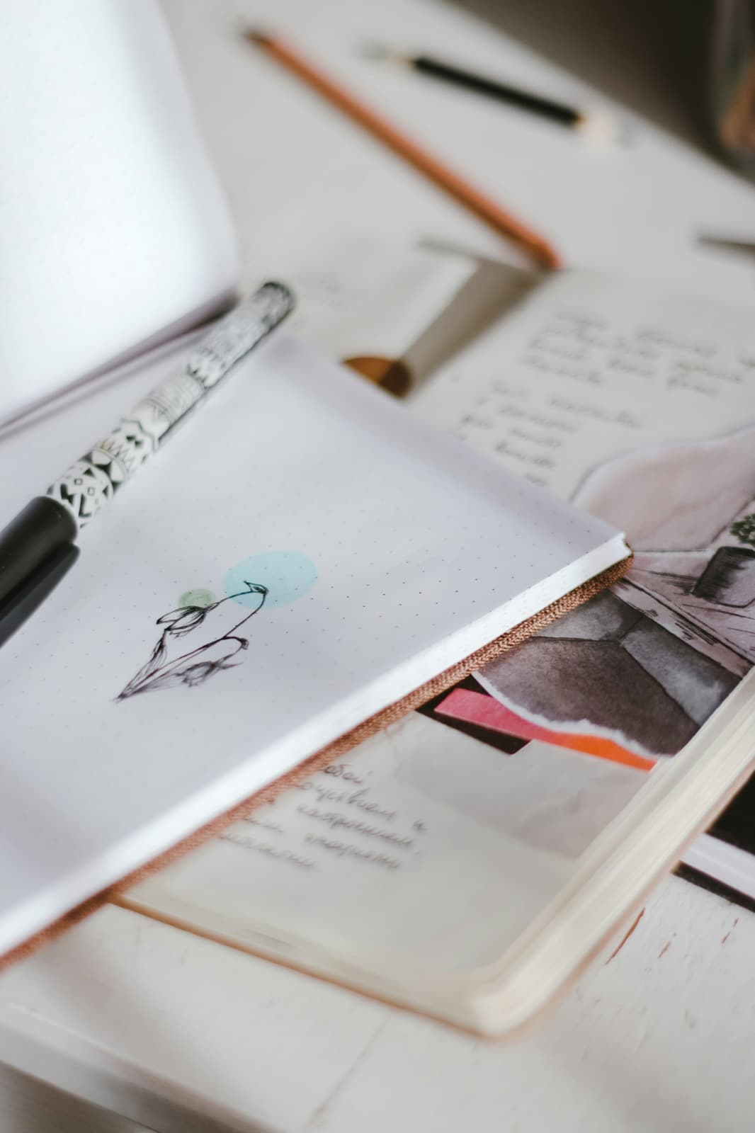 Sketchbook and desk notes